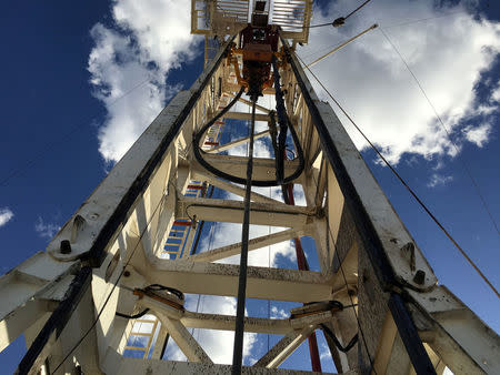 FILE PHOTO: The Elevation Resources drilling rig is shown at the Permian Basin drilling site in Andrews County, Texas, U.S. in this photo taken May 16, 2016. REUTERS/Ann Saphir/File Photo