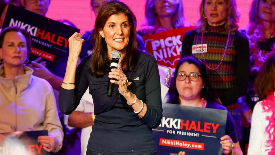 PHOTO: Republican presidential candidate Nikki Haley speaks at a rally in Fort Worth, Texas, on March 4, 2024. (Adam Davis/EPA via Shutterstock)