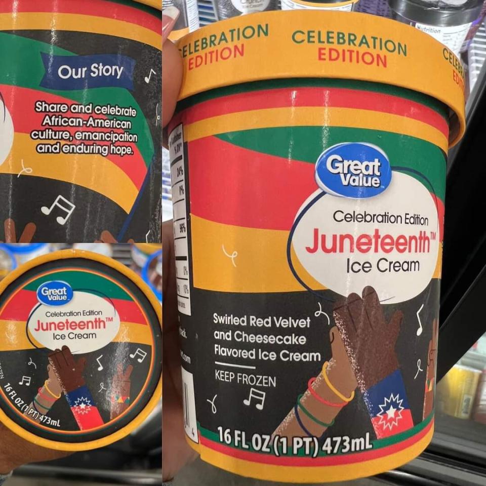 Walmart pulls Juneteenth ice cream and apologizes after backlash on social media. https://twitter.com/roywoodjr/status/1528811912271695876/photo/1. @roywoodjr Roy Wood. Jr.