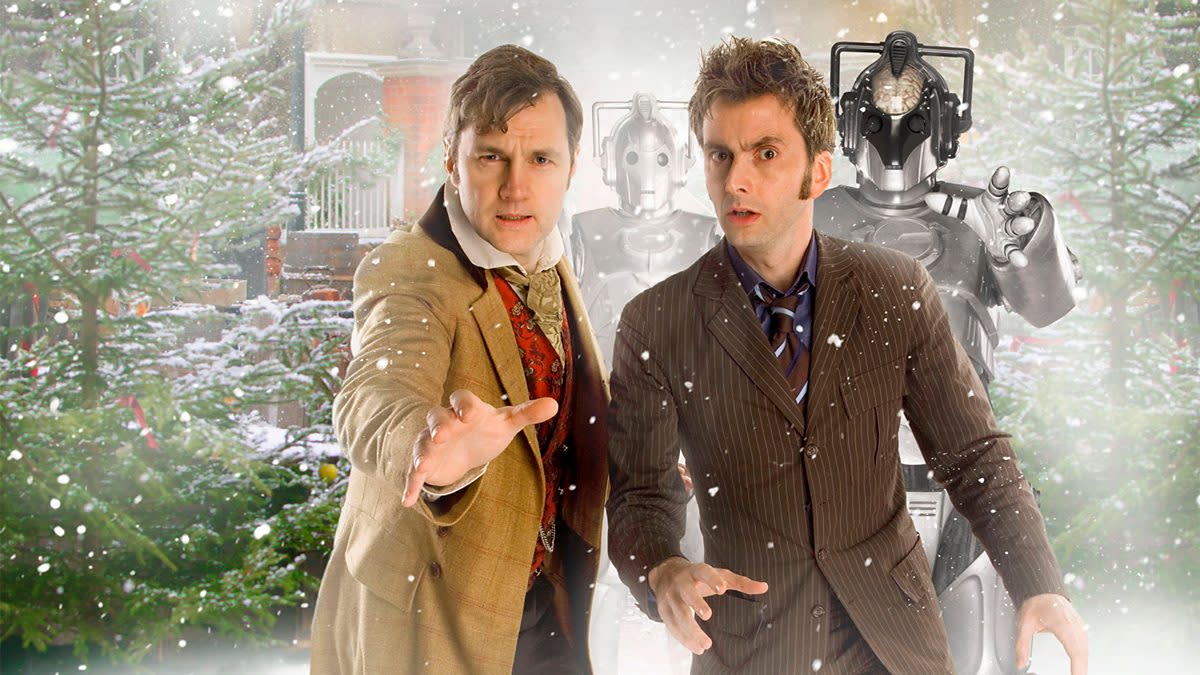 David Morrissey and David Tennant tackled Cyberman in 2008's The Next Doctor. (BBC)