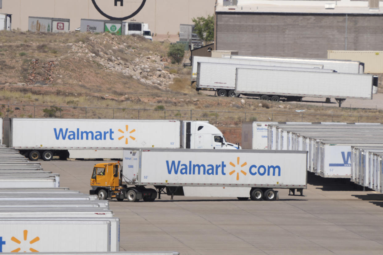 A Walmart truck arrives at a Walmart distribution center in Hurricane, Utah, on May 30, 2024. (George Frey/AFP) (George Frey/AFP via Getty Images)