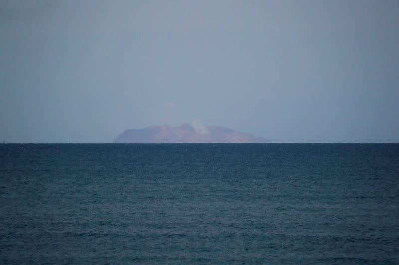 The view of the Whakaari, also known as White Island, volcano in New Zealand