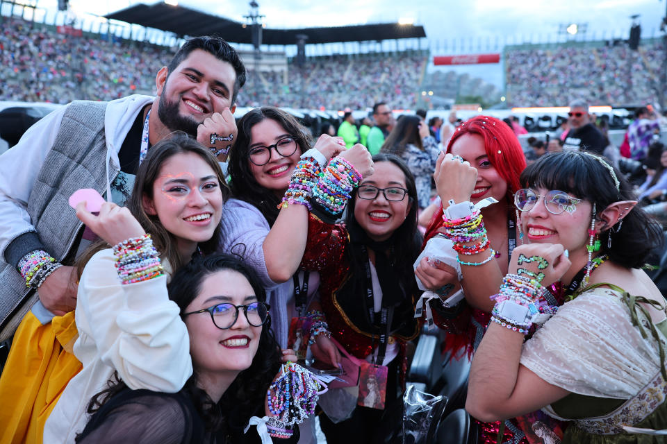 Swift concertgoers rocking their Swiftie friendship bracelets in Mexico City on Aug. 24. 