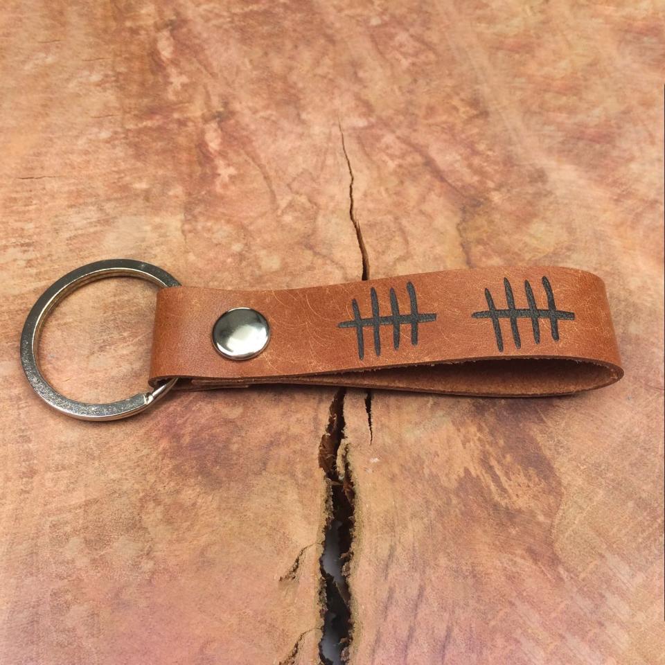 Copper Anniversary Tally Mark Keychain