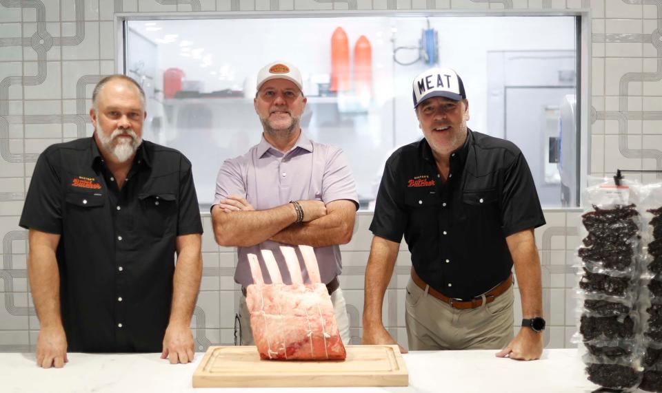 Brad McCarley, from left, Morgan Hammond and Josh Hammond are photographed inside the newly opened Buster’s Butcher, at 199 S. Highland St. in Memphis, Tenn., on Aug. 18, 2023.