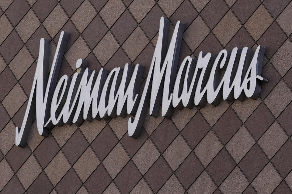 A Neiman Marcus sign is shown in San Francisco, Sunday, March 17, 2024. The parent company of Saks Fifth Avenue has signed a deal, Thursday, July 4, 2024, to buy upscale rival Neiman Marcus for $2.65 billion.(AP Photo/Jeff Chiu)