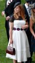 <p>On the final day of Royal Ascot in 2017, Beatrice opted for a belted dress and a black straw beret hat.</p>