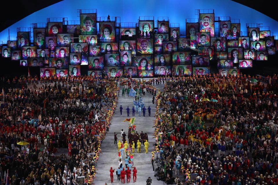 The opening ceremony at the 2016 Olympics in Rio de Janeiro.