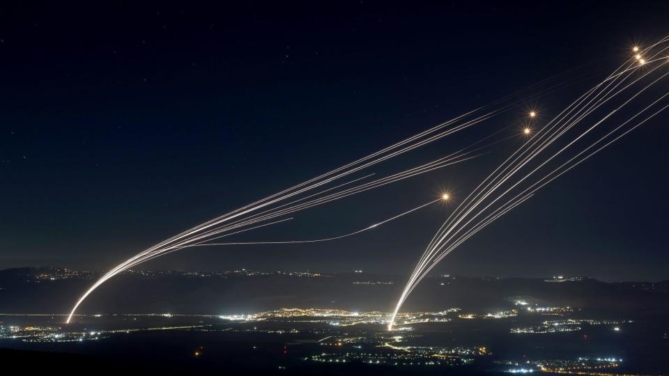 Traces of missile fire seen in the night sky