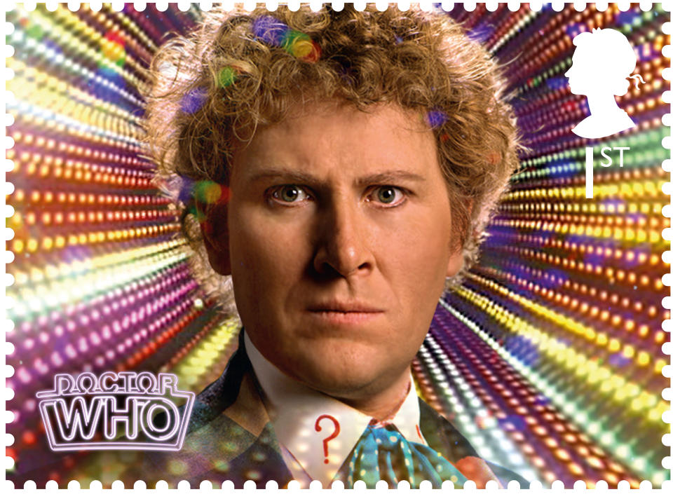 Colin Baker, and his multi-coloured coat, was the sixth doctor from 1984 to 1986 (Royal Mail)