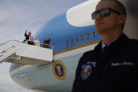 President Donald Trump boards Air Force One at Andrews Air Force Base, Md., Friday, June 5, 2020, en route to Maine to attend a roundtable discussion with commercial fishermen and tour a medical swab manufacturing facility. (AP Photo/Patrick Semansky)