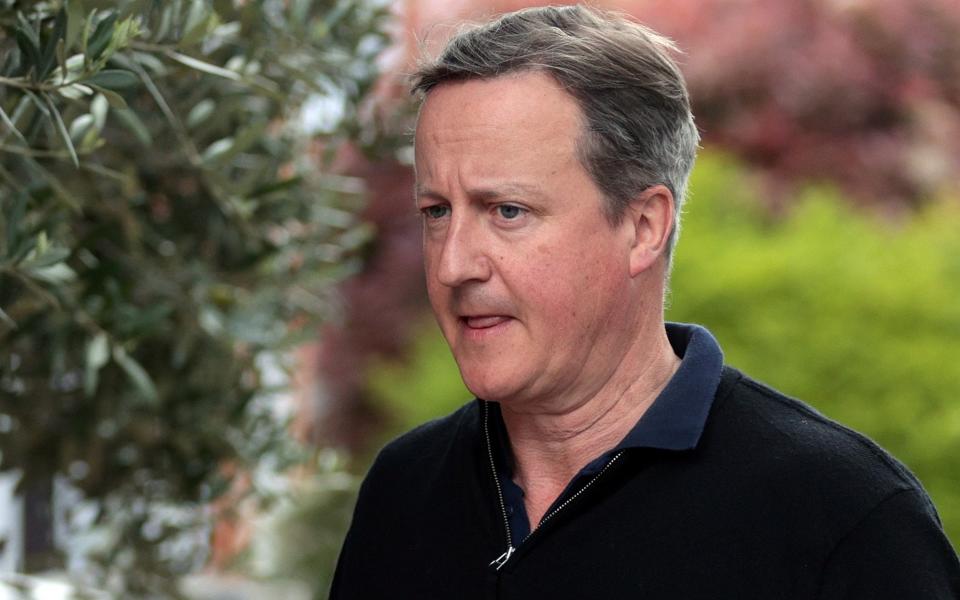 David Cameron outside his London home today - Reuters