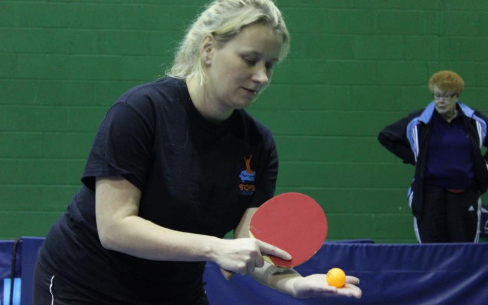 Ping pong: Sam giving table tennis a shot