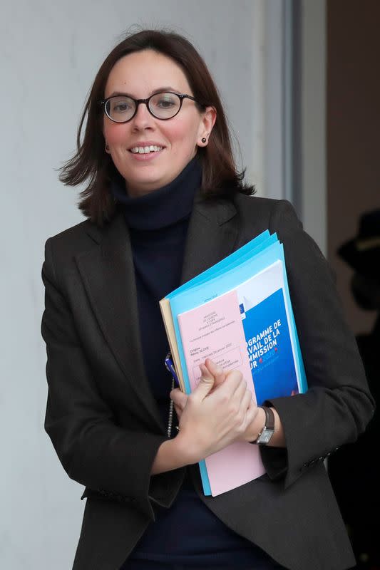 FILE PHOTO: French Junior Minister for European affairs Amelie de Montchalin leaves after the weekly cabinet meeting