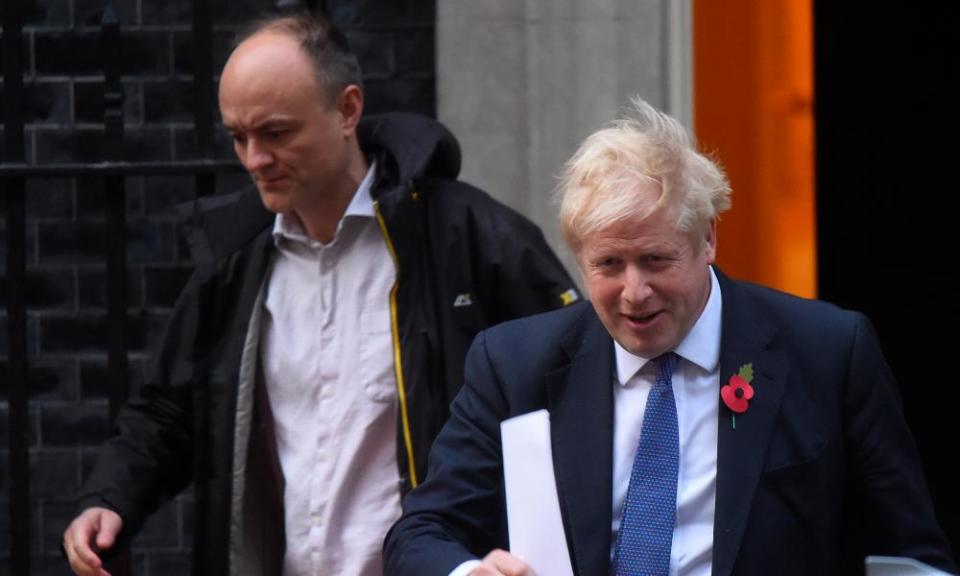 Dominic Cummings with Boris Johnson leaving 10 Downing Street.