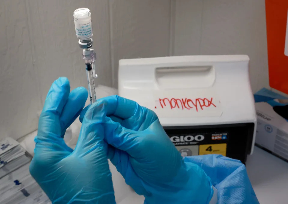 Miriala Gonzalez, a registered nurse, measures out a monkeypox vaccine shot at a vaccination site setup in Tropical Park by Miami-Dade County and Nomi Health on August 15, 2022 in Miami, Florida.