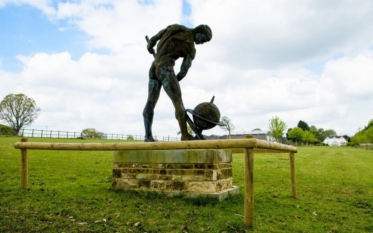 The statue of Greek mathematician Archimedes in the village of Ellisfield - Anthony Upton