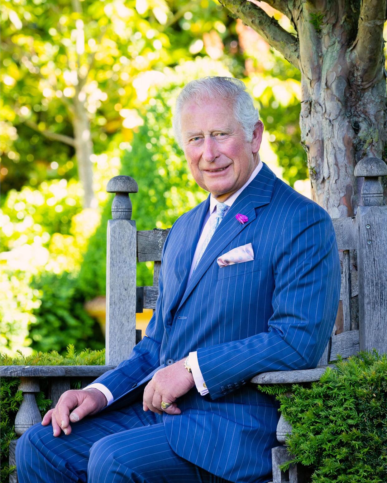Prince Charles Sitting In His Garden At Highgrove