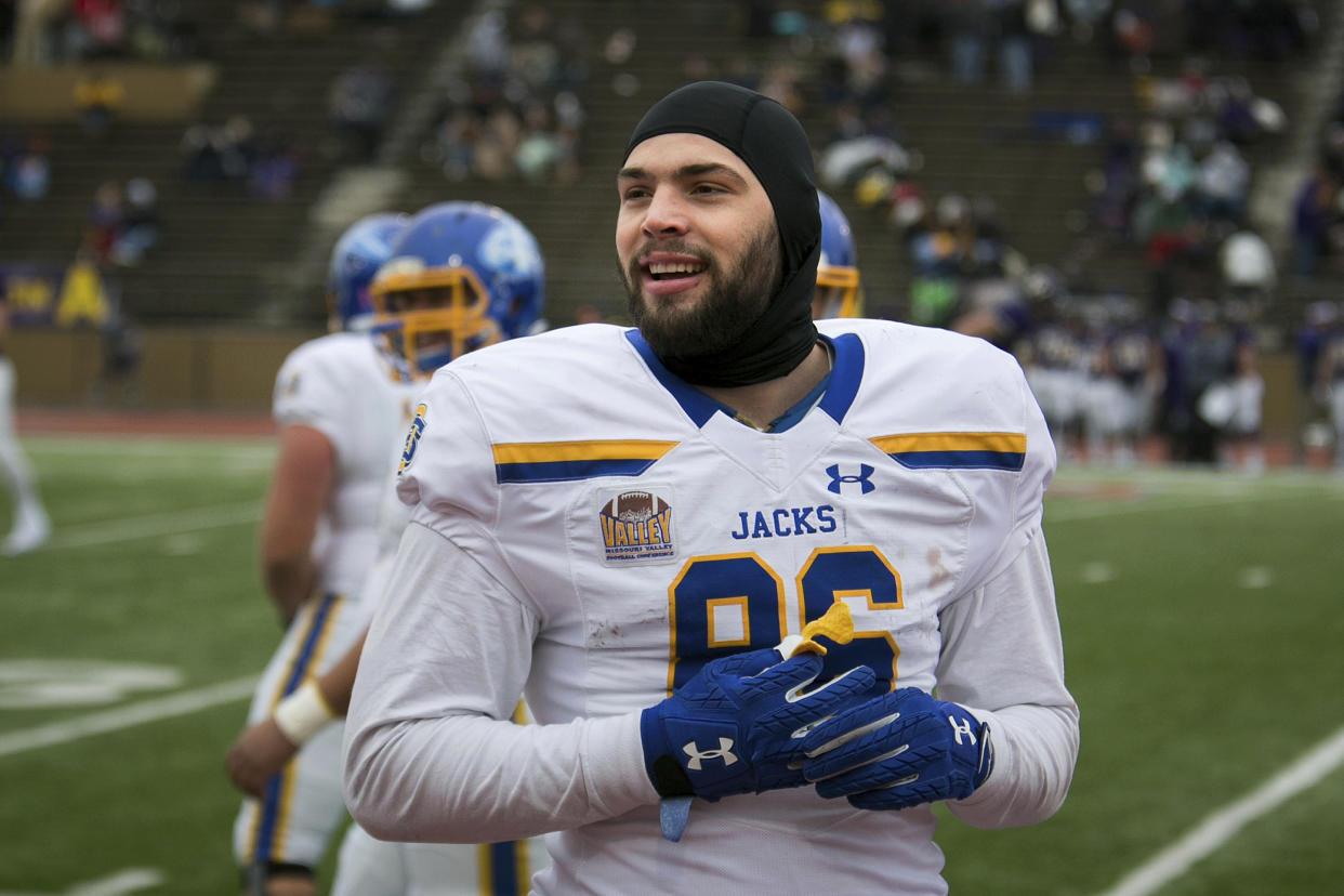 NFL teams made frequent scouting visits to check out South Dakota State tight end Dallas Goedert. (AP) 