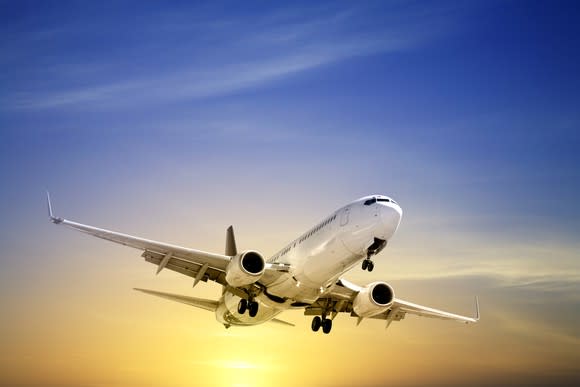 A Boeing 737 in flight.