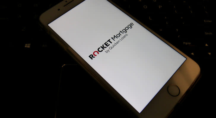 RKT stock Rocket Mortgage is open on a smartphone