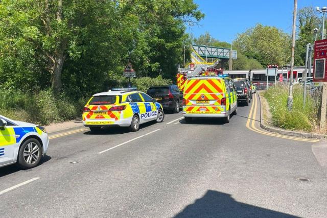 Emergency - Police and ambulance service vehicles are at Sawbridgeworth station <i>(Image: Newsquest)</i>