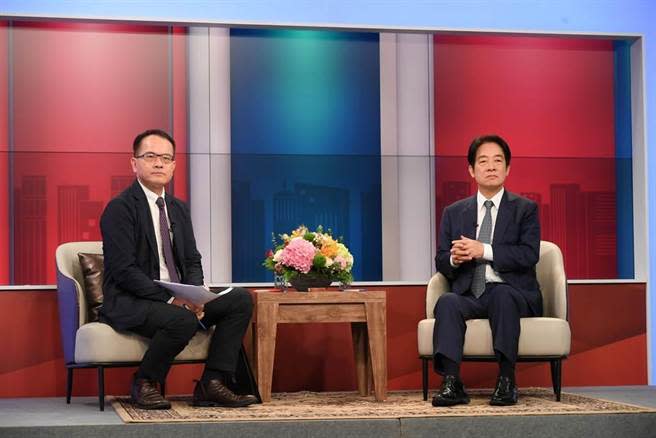民進黨總統參選人賴清德接受電視節目「鄭知道了」專訪。（三立提供）