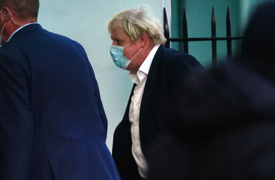 RETRANSMITTED REMOVING NAME OF HOSPITAL Prime Minister Boris Johnson arrives at a central London hospital where his wife Carrie has given birth to her second child. Picture date: Thursday December 9, 2021.