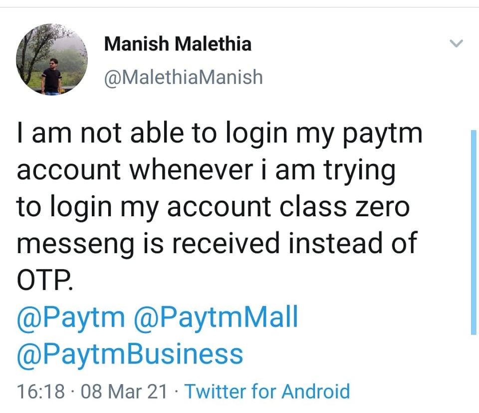 Paytm users did not receive OTP.