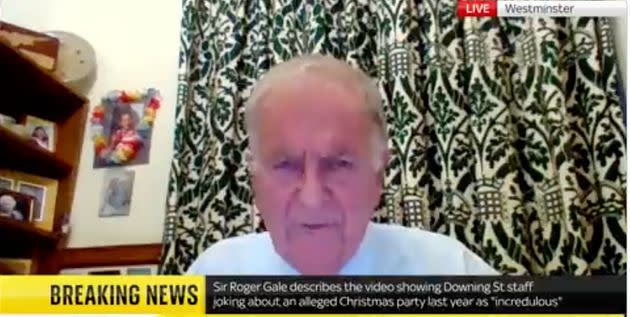 Roger Gale said the government needed to take the country with it if it wanted to introduce new coronvirus restrictions. (Photo: Sky News)