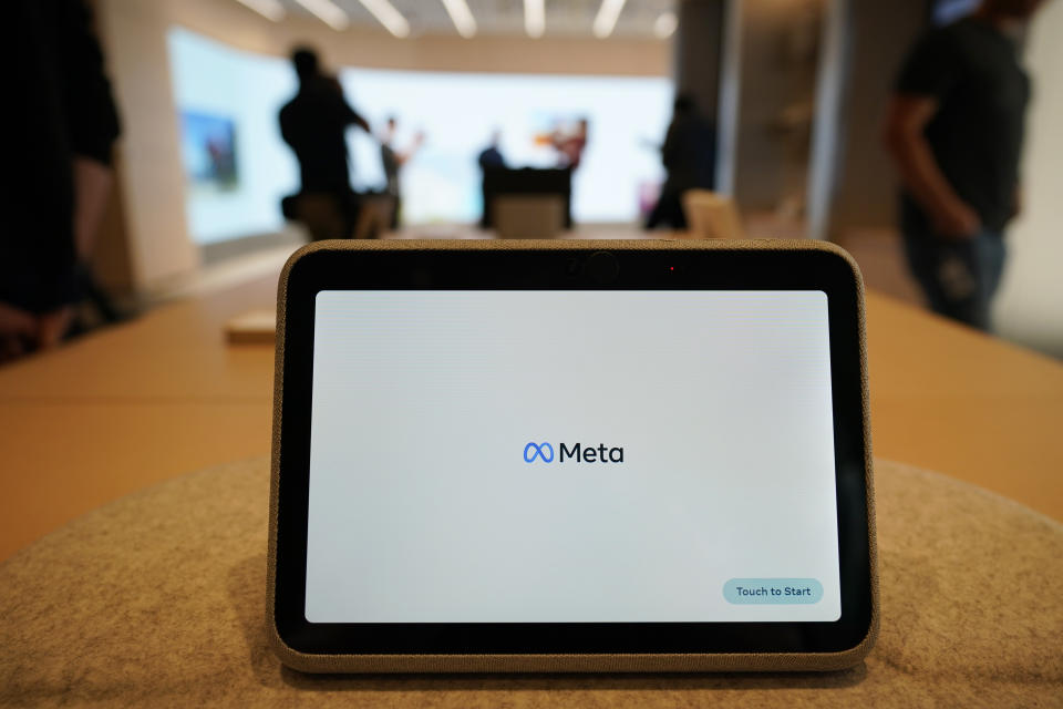 A Meta Portal Go is displayed during a preview of the Meta Store in Burlingame, Calif., Wednesday, May 4, 2022. (AP Photo/Eric Risberg)