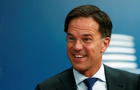 Dutch Prime Minister Mark Rutte arrives at a European Union leaders summit in Brussels