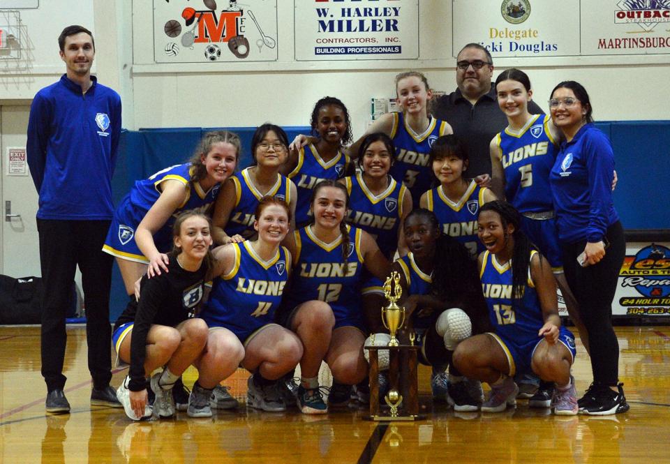 Broadfording won the Mason Dixon Christian Conference girls basketball tournament on Feb. 25, 2023, defeating Grace Academy 32-26 at the Berkeley 2000 Recreation Center in Martinsburg, W.Va.