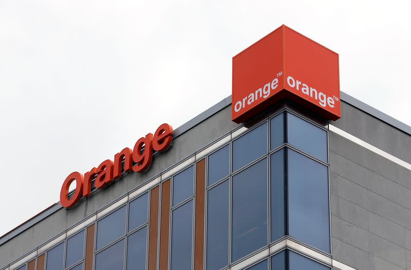 FILE PHOTO: The logo of French telecom operator Orange is pictured in Brussels