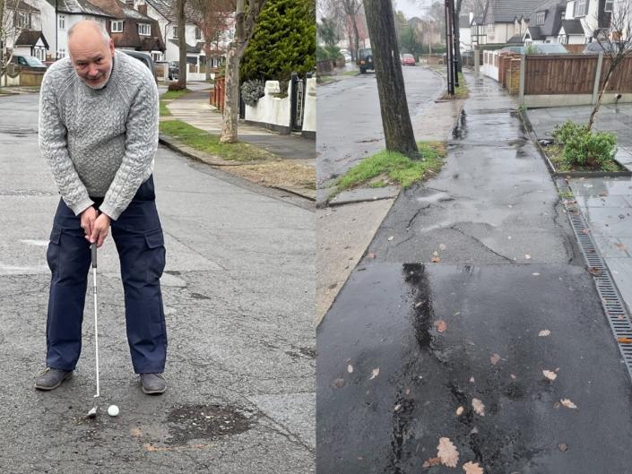 Stephen Aylen, 66, says there are &#x00201c;121 road defects and potholes&#x00201d; on the road in Essex. (SWNS)