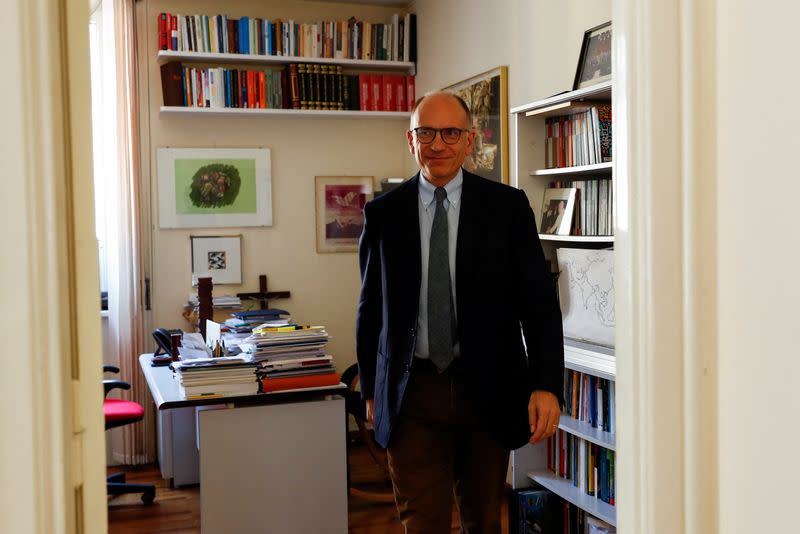 Reuters exclusive interview with Enrico Letta, the head of the centre-left Democratic Party, in Rome