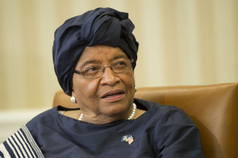 Liberian President Ellen Johnson Sirleaf speaks during a meeting with President Barack Obama in the Oval Office at the White House in Washington, D.C., on February 27, 2015. On January 16, 2006, Ellen Johnson Sirleaf was sworn in as Liberia's president. She was the first female elected head of state in Africa. File Photo by Kevin Dietsch/UPI