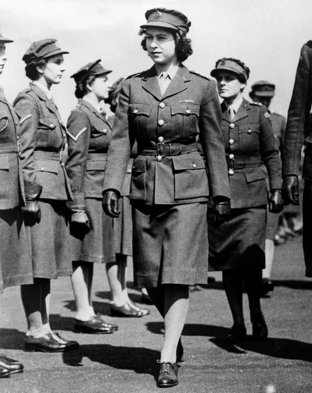 Princess Elizabeth as a junior commander in the Auxiliary Territorial Service circa 1945. (Photo: NCJ Archive/Mirrorpix/Mirrorpix via Getty Images)