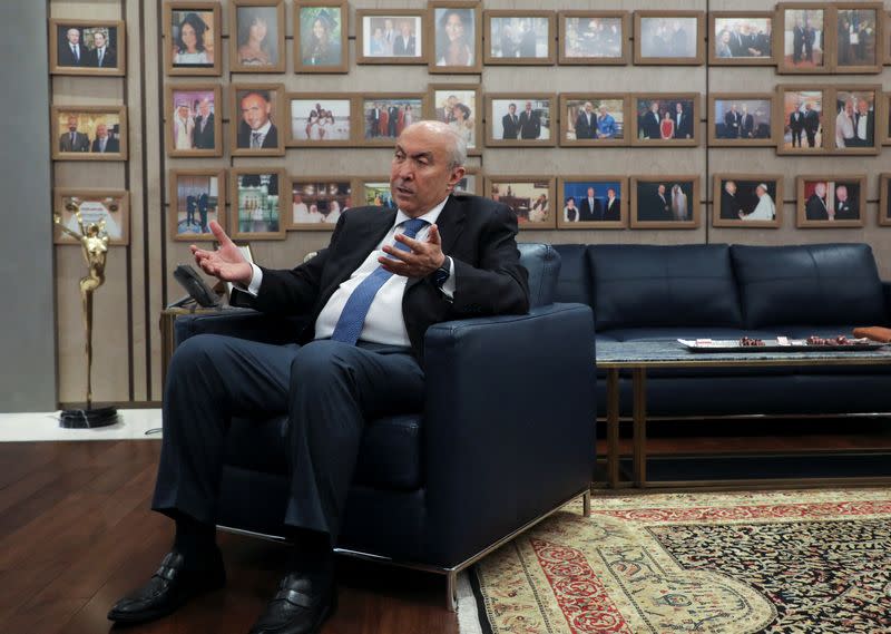 Fouad Makhzoumi speaks during an interview with Reuters in Beirut