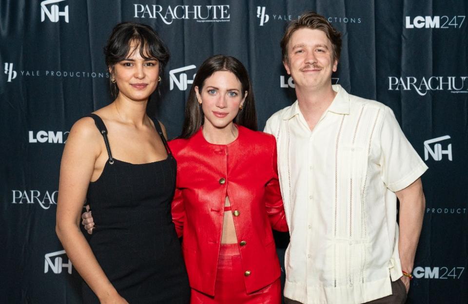 Courtney Eaton, Brittany Snow and Thomas Mann attend the Parachute premiere