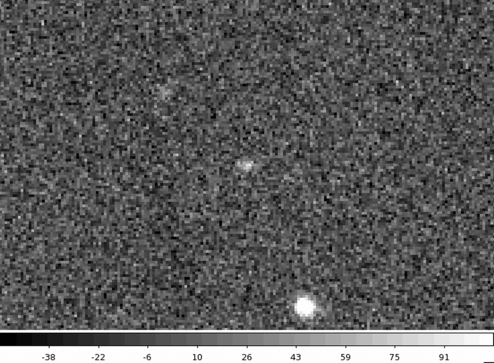 A gif showing Niku moving across the sky, taken with the Panoramic Survey Telescope and Rapid Response System (Pan-STARRS) in Hawaii. <cite>Panoramic Survey Telescope & Rapid Response System/PS1</cite>