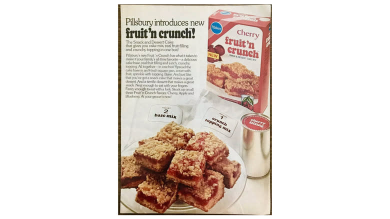 Ad for Pillsbury Fruit 'N Crunch Snack Dessert Mix from 1970s