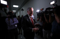 FILE PHOTO: Rep. Mark Meadows returns to a closed door hearing with former associate deputy U.S. attorney general Bruce Ohr on his alleged contacts with Fusion GPS founder Glenn Simpson and former British spy Christopher Steele, who compiled a 'dossier' of allegations linking Donald Trump to Russia, on Capitol Hill in Washington, U.S., August 28, 2018. REUTERS/Chris Wattie