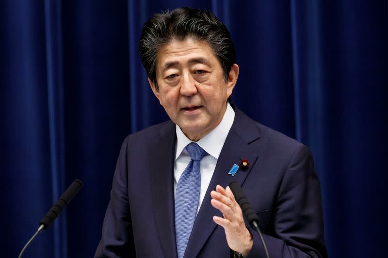 Japanese PM Abe gives news conference in Tokyo