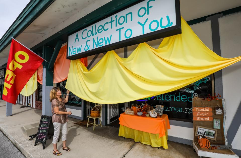 Trish Galinat, owner of Uniquely Blended, added the fabric sails to her store front to get attention during COVID19. "I literally doubled my sales by adding the fabric," Galinat said on Nov. 12.