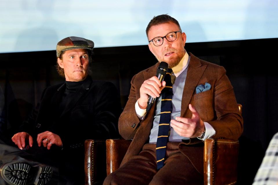 Matthew McConaughey and Guy Ritchie speak onstage during the Special NY Screening of ‘The Gentlemen' (Getty Images for STXfilms)