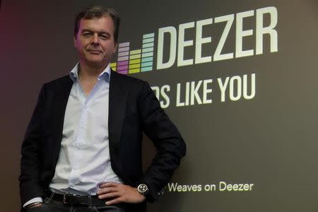 Music streaming service Deezer Chief Executive Officer Hans-Holger Albrecht poses at the end of a news conference in Paris, France, September 22, 2015. REUTERS/Philippe Wojazer/Files
