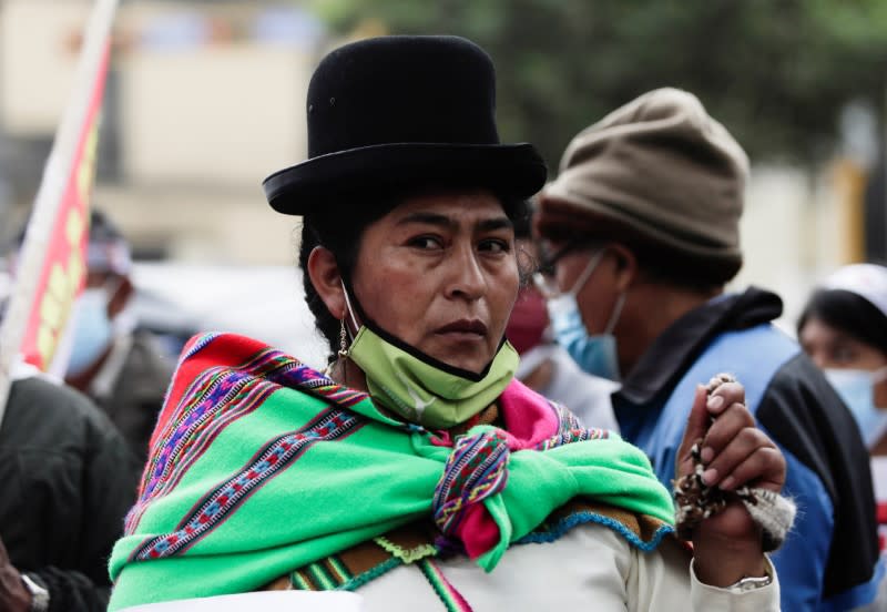 Supporters of Peru's presidential candidate Pedro Castillo gather in Lima