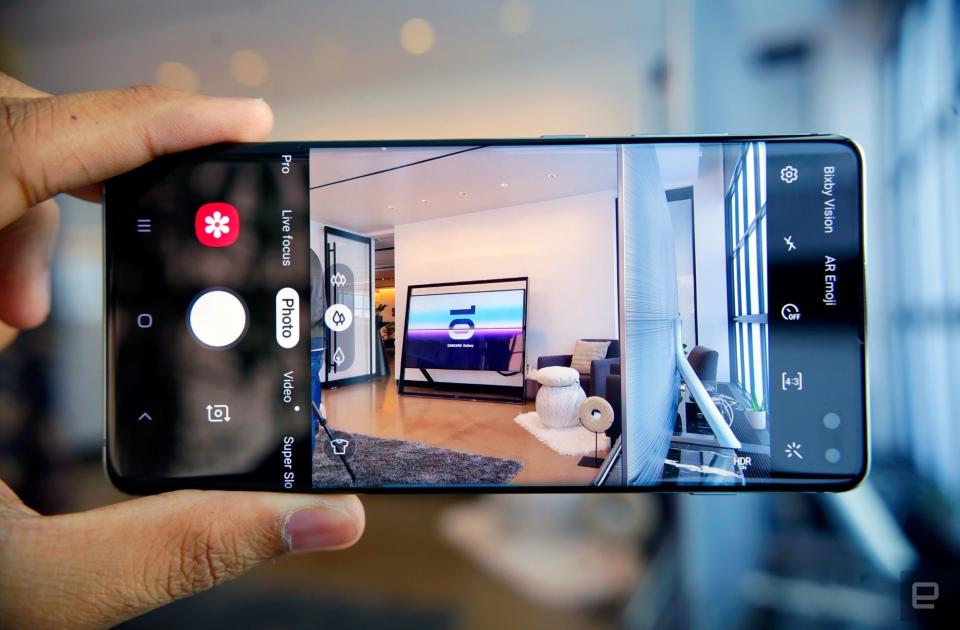 Following Huawei's lead with the Mate 20 Pro, Samsung has introduced a thirdpiece of glass for its new Galaxy S10