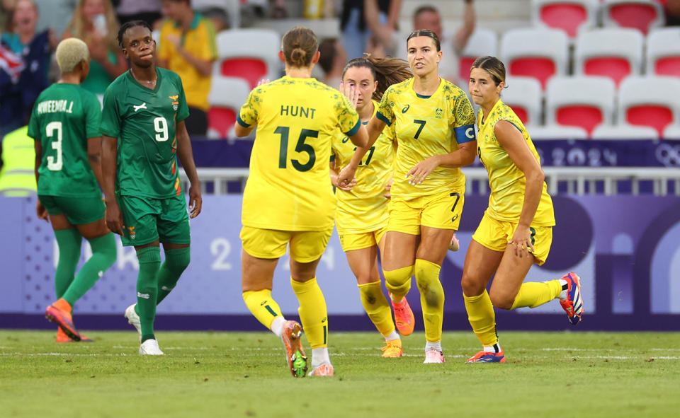 Matildas players at the Olympics.